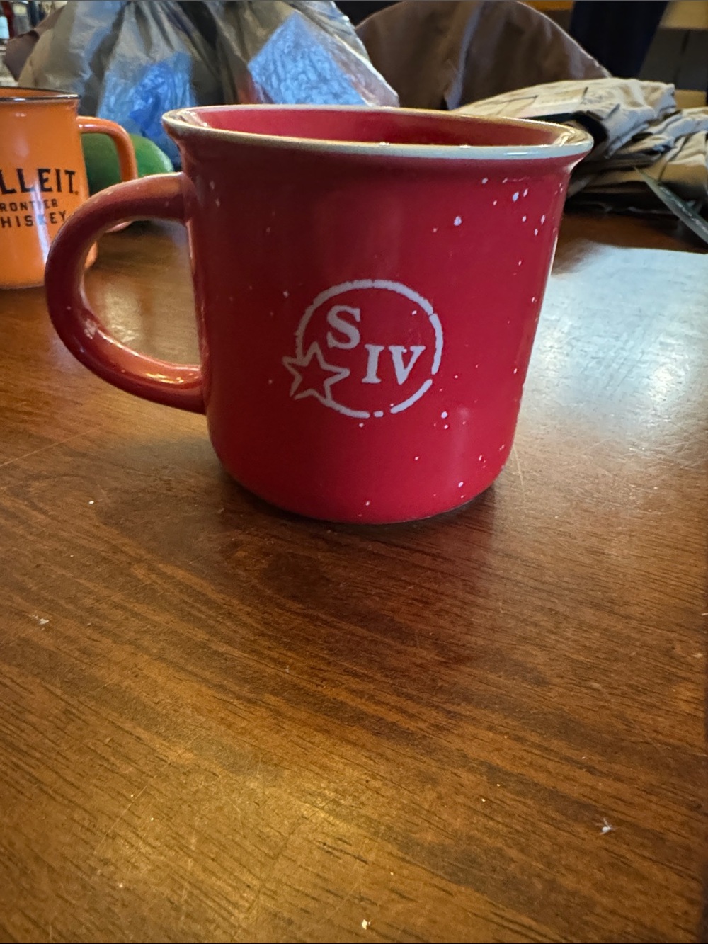 Red Ceramic Campfire Mug with Star Logo